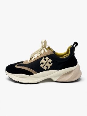 Tory Burch Black Tan Suede Platform Sneakers Size 9